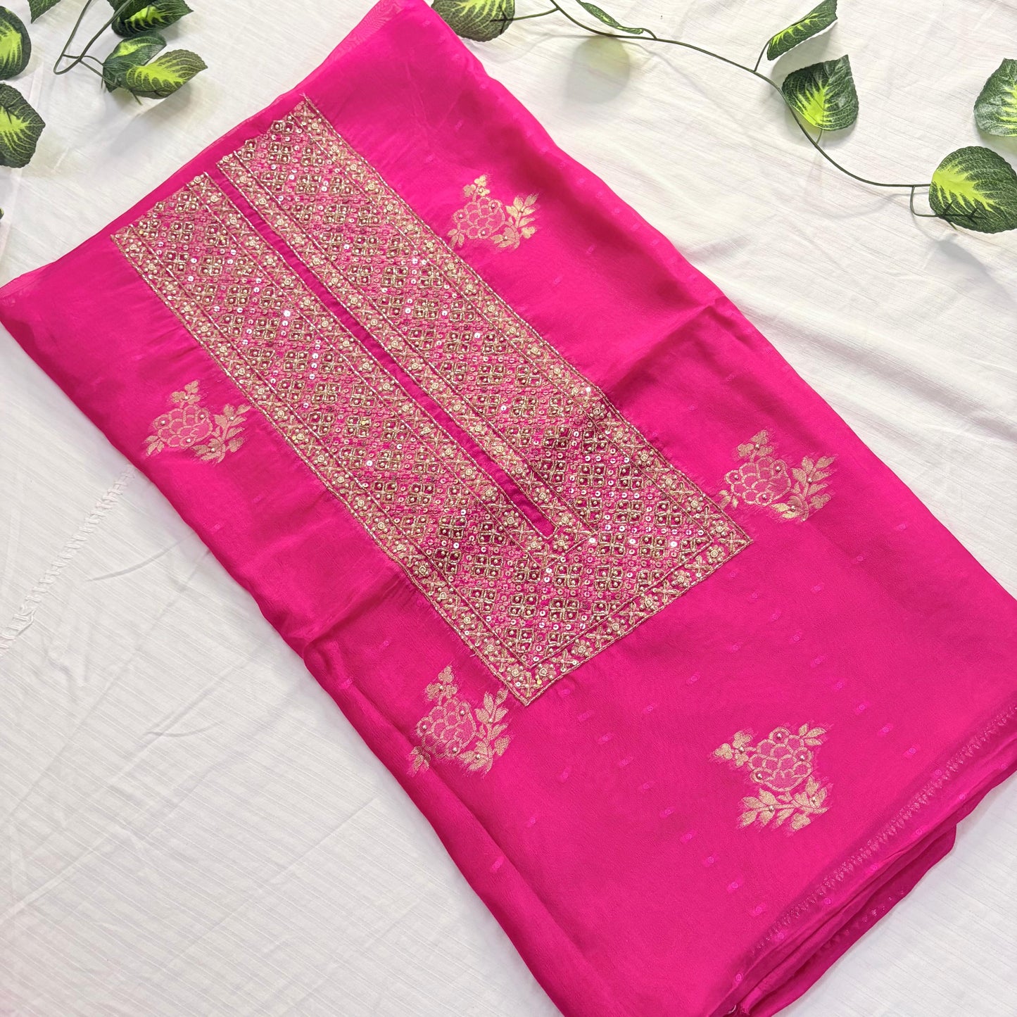 Gulbahaar β Hot Pink Organza Zari Suit Set