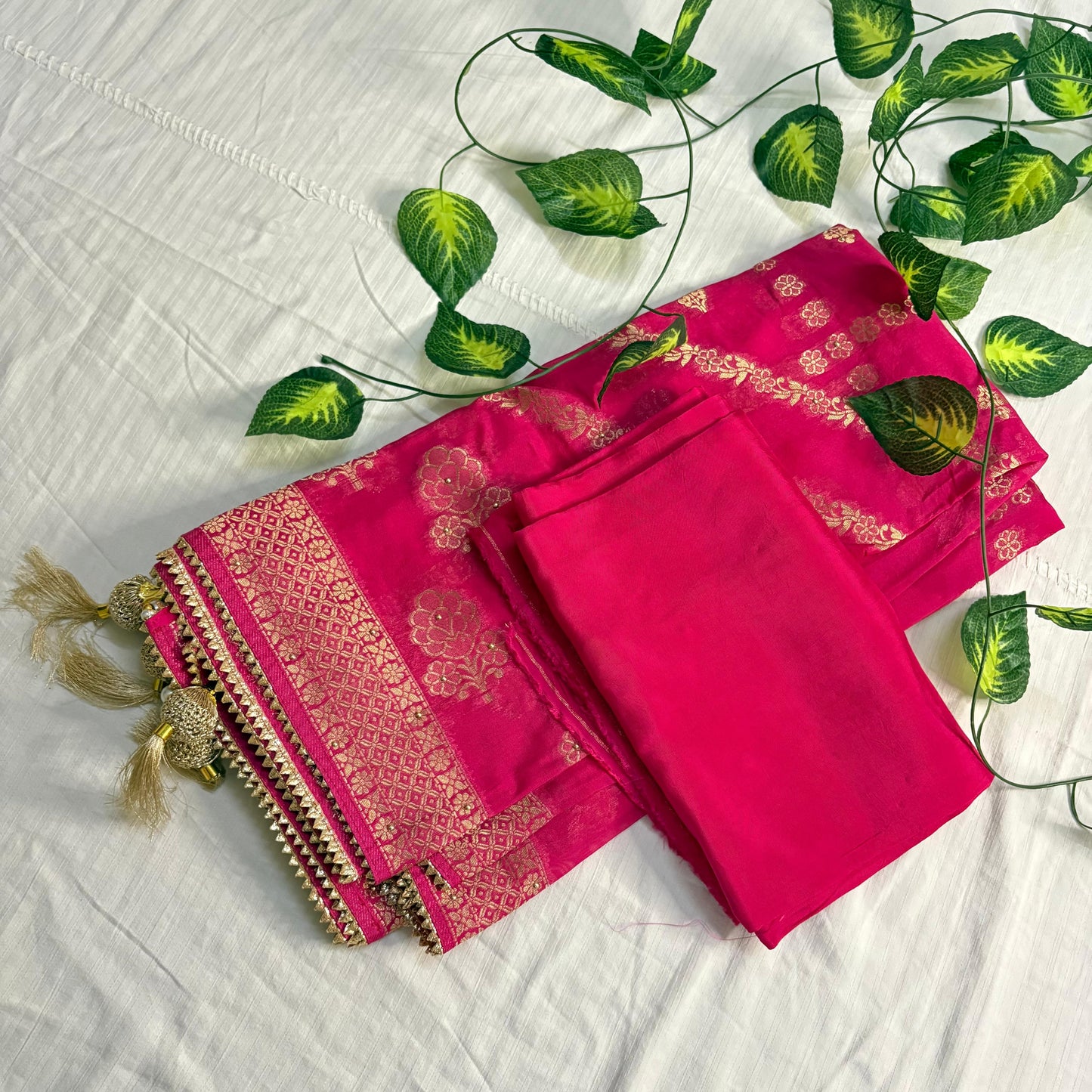Gulbahaar β Hot Pink Organza Zari Suit Set