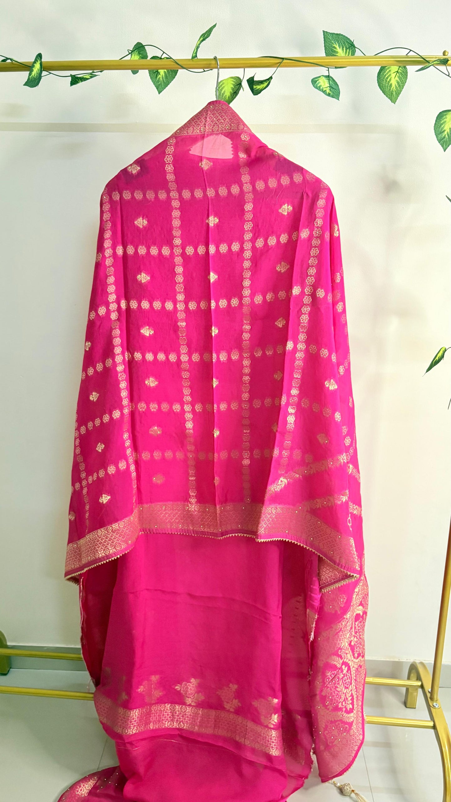 Gulbahaar β Hot Pink Organza Zari Suit Set